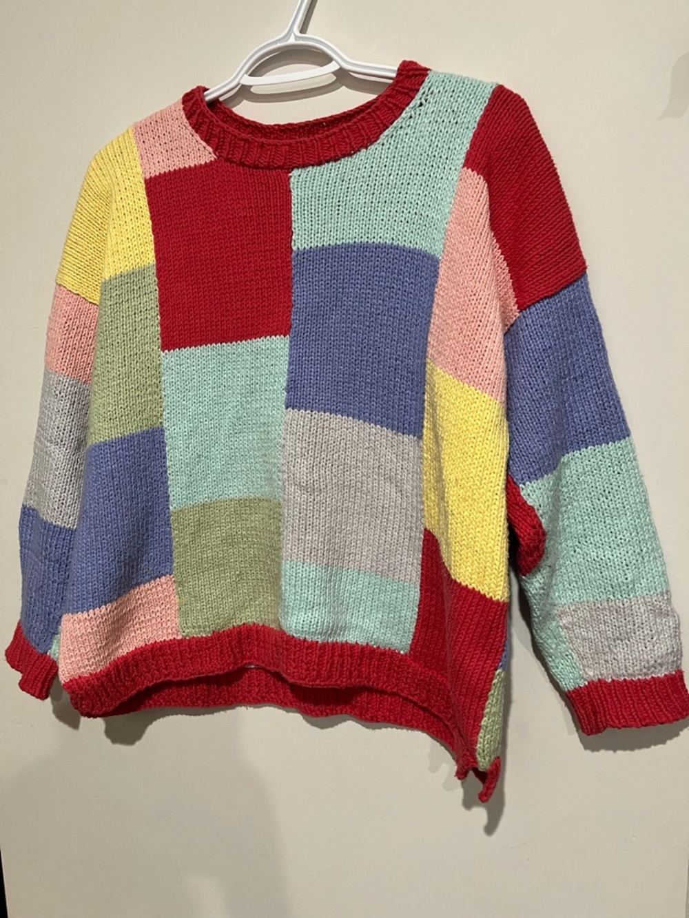 Colourful women’s patchwork sweater - Picture 2 of 4